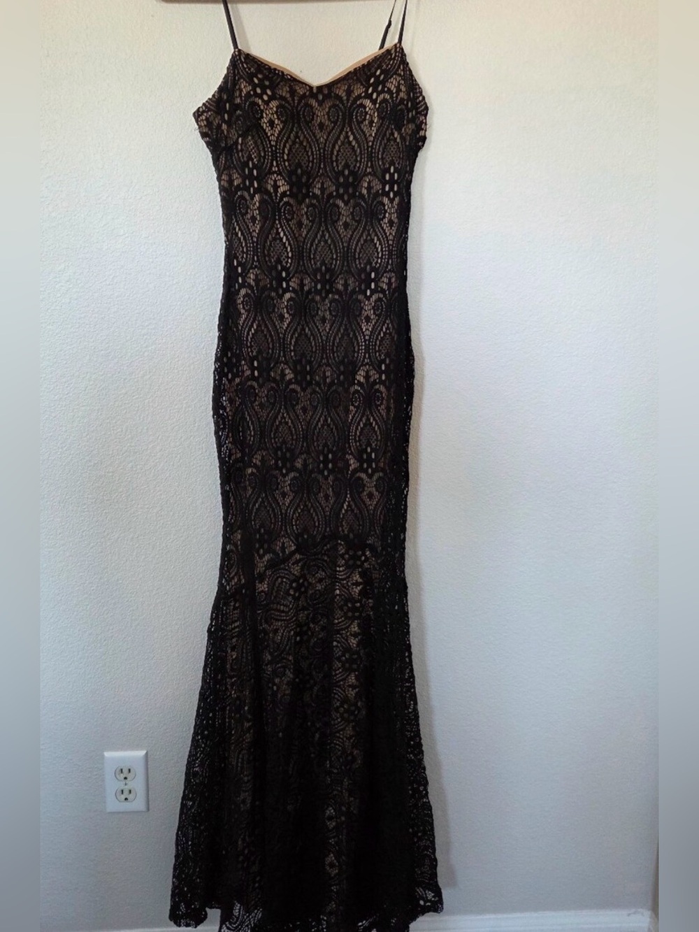 ANGL Black Lace Maxi with Nude Slip
